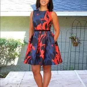 Dress Barn | Dresses | Db Black Red Belted Fit Flare Dress | Poshmark